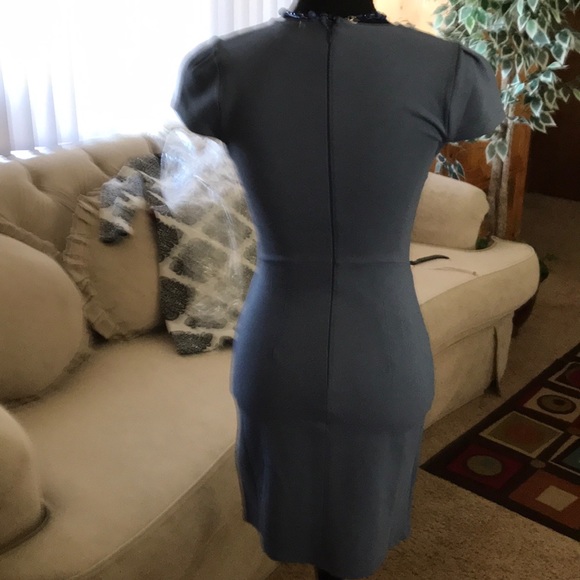 12th ❤️ Blue V-Neck Short Sleeves Dress - Picture 6 of 6